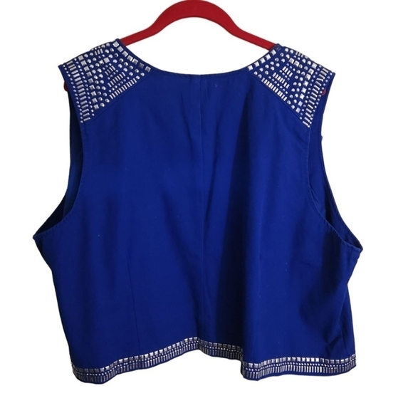Ashley Stewart NWT Navy Silver Studded Vest Size 22/24 - Picture 2 of 6